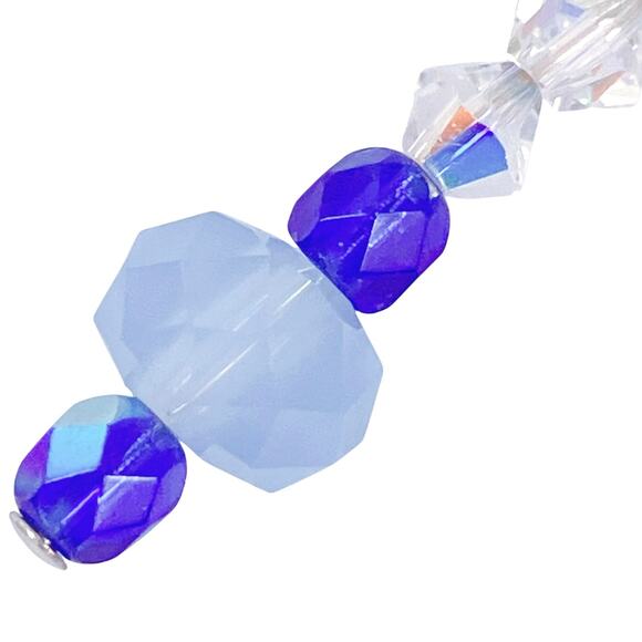 Vintage Artisan Sterling Silver Swarovski Blue Crystal Dangle Earrings Handmade - Picture 6 of 10